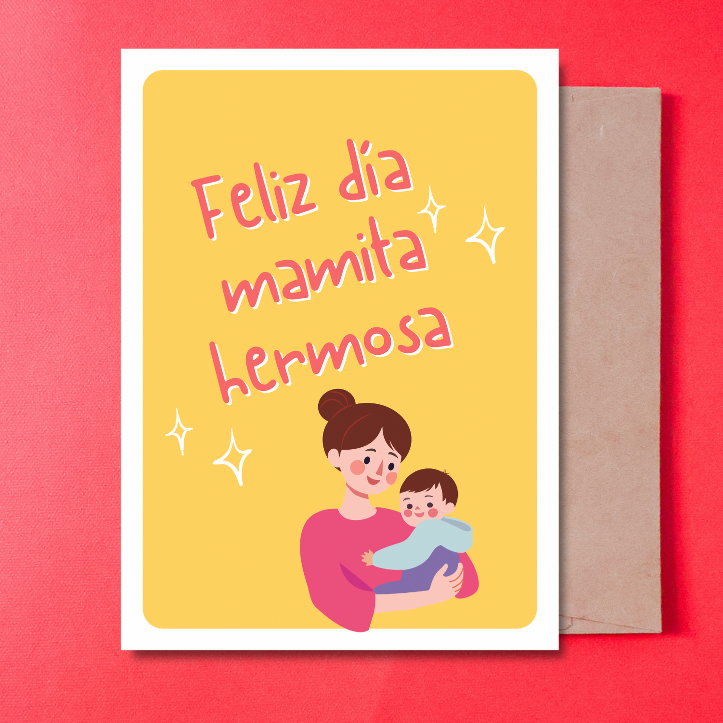FELIZ DIA MAMITA HERMOSA - CARD IN SPANISH