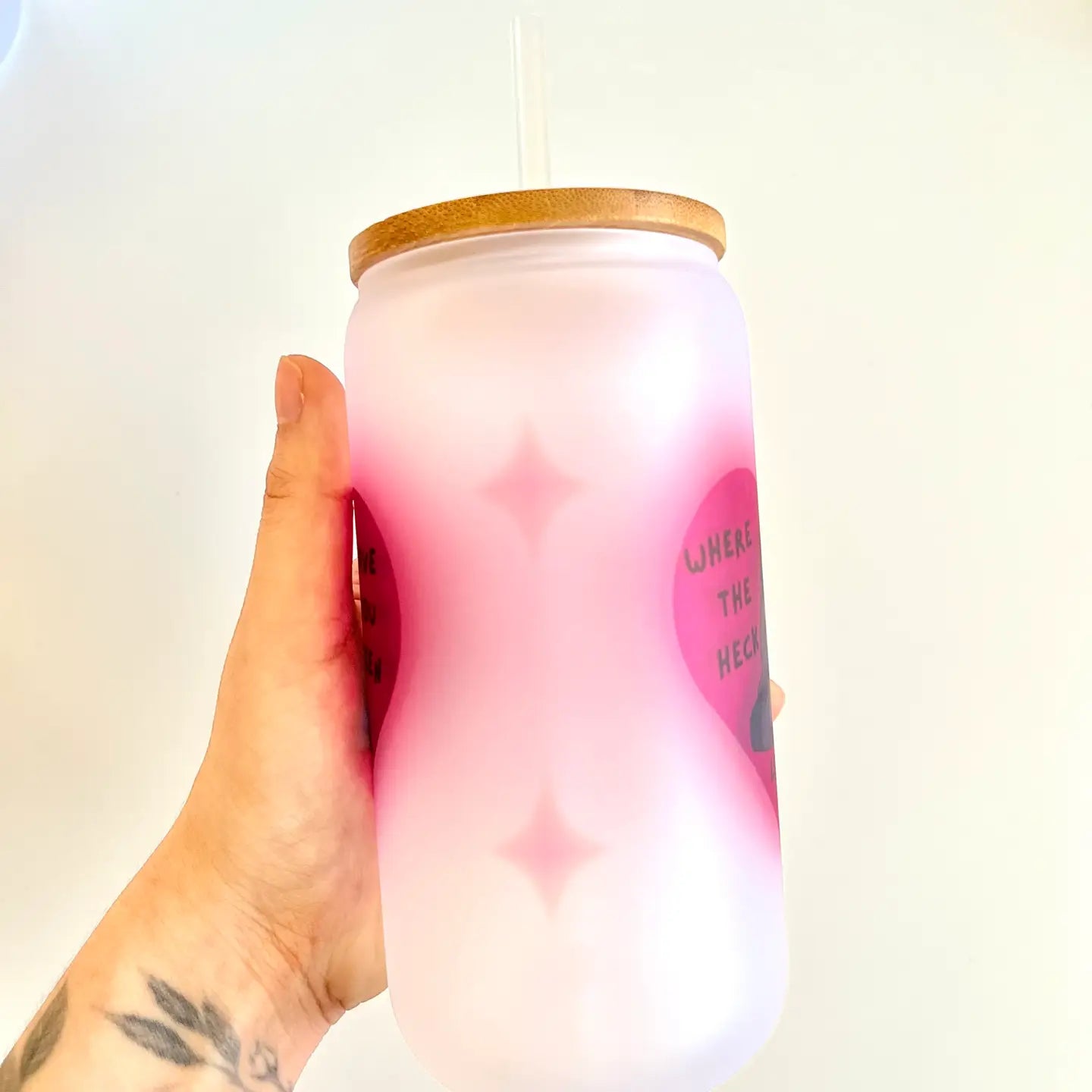 Jacob Pop Culture Glass Cup with Lid and Straw