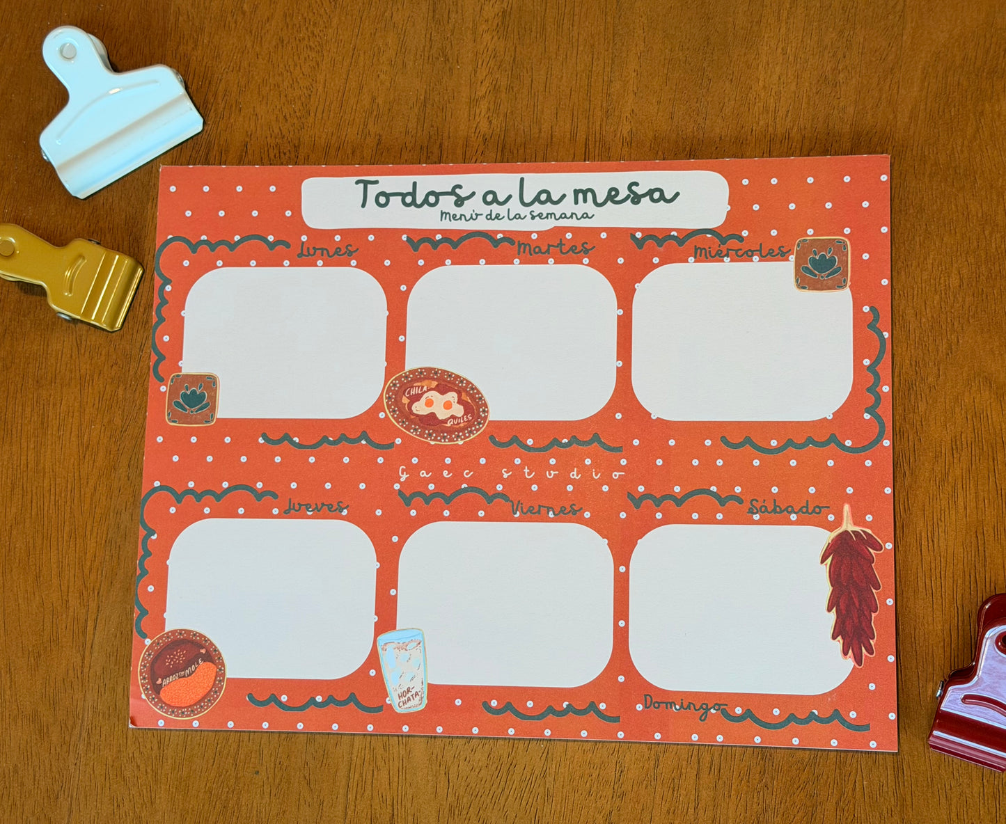 MENU DE LA SEMANA - NOTE PAD