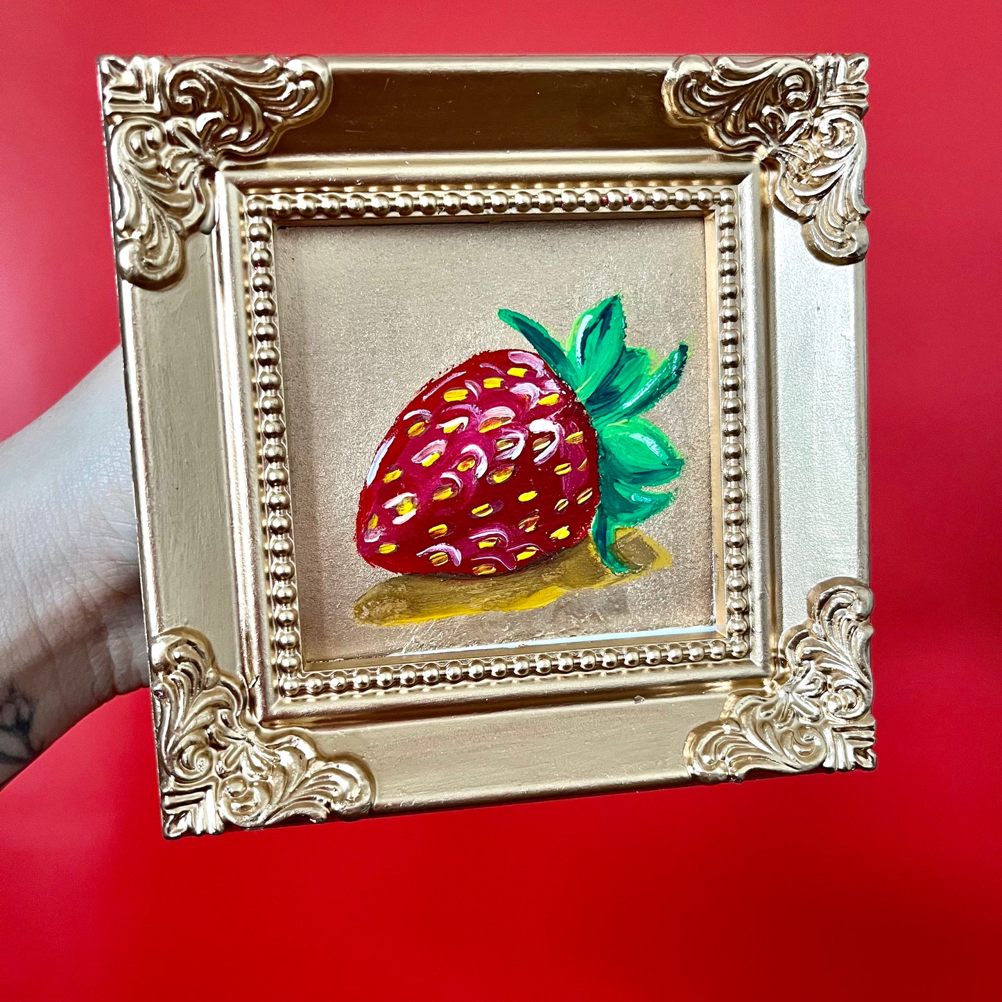 “FRESA” ORIGINAL HANDMADE PAINTING 4X4 FRAMED