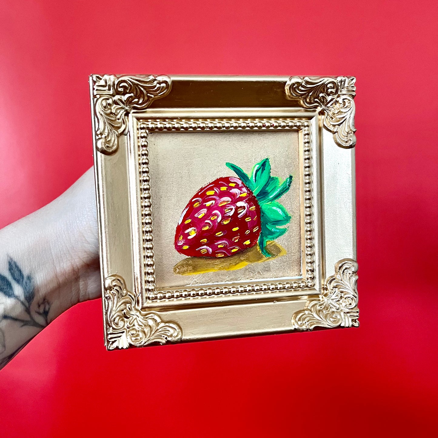 “FRESA” ORIGINAL HANDMADE PAINTING 4X4 FRAMED