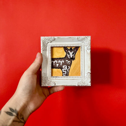 "XOLOITZCUINTLE" ORIGINAL HANDMADE PAINTING 4X4 FRAMED